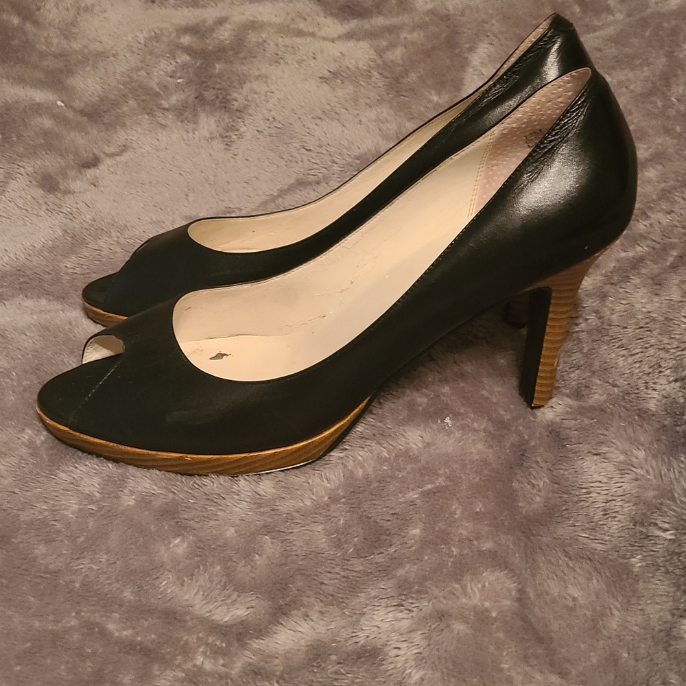4" black open toe heels
